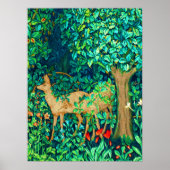 Art Nouveau Forest Deer Tapestry Print (Voorkant)