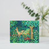 Art Nouveau Forest Deer Tapestry Print Briefkaart (Staand voorkant)