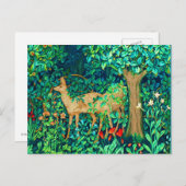Art Nouveau Forest Deer Tapestry Print Briefkaart (Voorkant / Achterkant)
