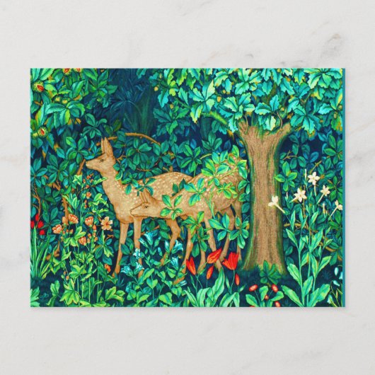Art Nouveau Forest Deer Tapestry Print Briefkaart (Voorkant)