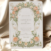 Art Nouveau foto Trouwperzik Ranunculus Kaart