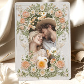 Art Nouveau foto Trouwperzik Ranunculus Kaart