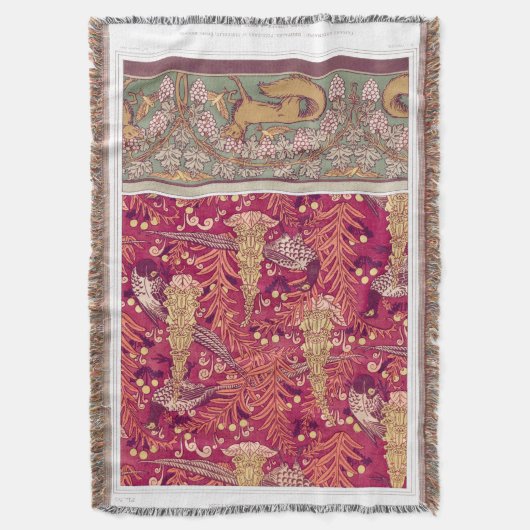 Art nouveau fox fazant Foxglove verneuil Deken (Voorkant Verticaal)