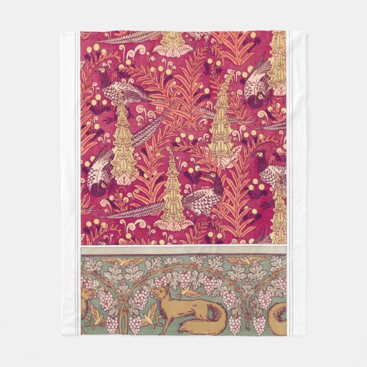 Art nouveau fox fazant Foxglove verneuil Fleece (Voorkant)