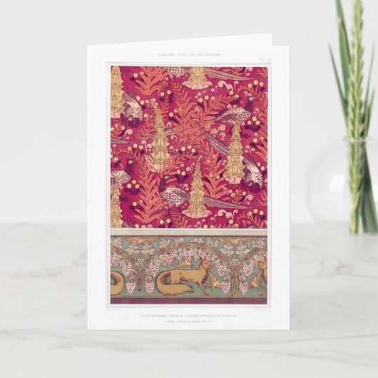 Art nouveau fox fazant Foxglove verneuil Kaart (Voorkant)