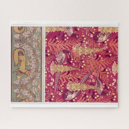 Art nouveau fox fazant Foxglove verneuil Legpuzzel (Horizontaal)