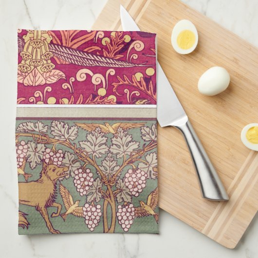 Art nouveau fox fazant Foxglove verneuil Theedoek (Quarter Fold)