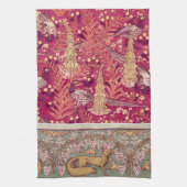 Art nouveau fox fazant Foxglove verneuil Theedoek (Verticaal)