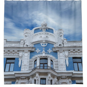 Art Nouveau Fragment: Riga's architectonische deta Douchegordijn