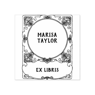 Art nouveau frame ex libris rubberstempel