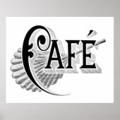  Art Nouveau Frans Chic Cafe Poster (Voorkant)