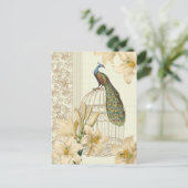 art nouveau frans lily  birdcage peace ock briefkaart (Staand voorkant)