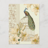 art nouveau frans lily  birdcage peace ock briefkaart (Voorkant)