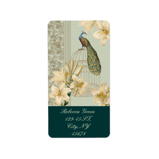 art nouveau frans lily  birdcage peace ock etiket (Voorkant)