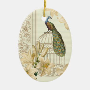 art nouveau frans lily  birdcage peace ock keramisch ornament