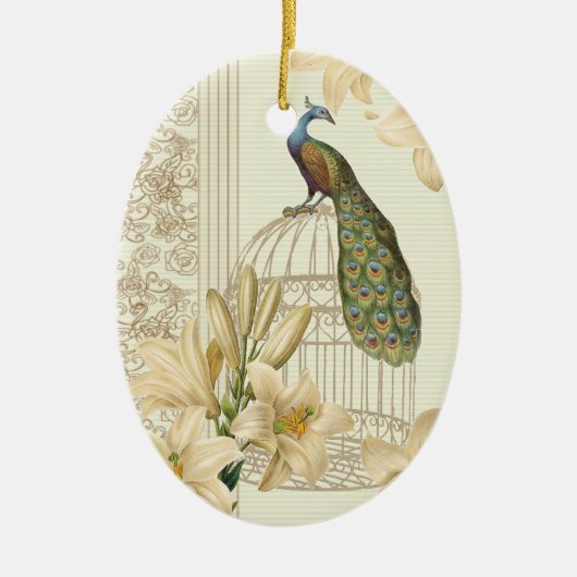 art nouveau frans lily  birdcage peace ock keramisch ornament (Voorkant)