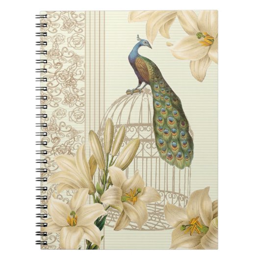 art nouveau frans lily  birdcage peace ock notitieboek (Voorkant)