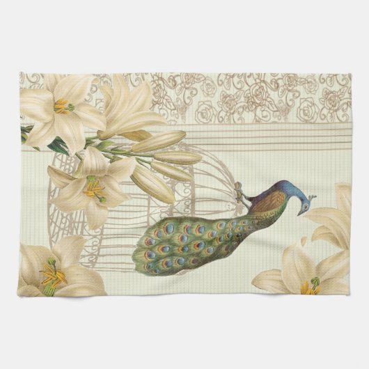 art nouveau frans lily  birdcage peace ock theedoek (Horizontaal)