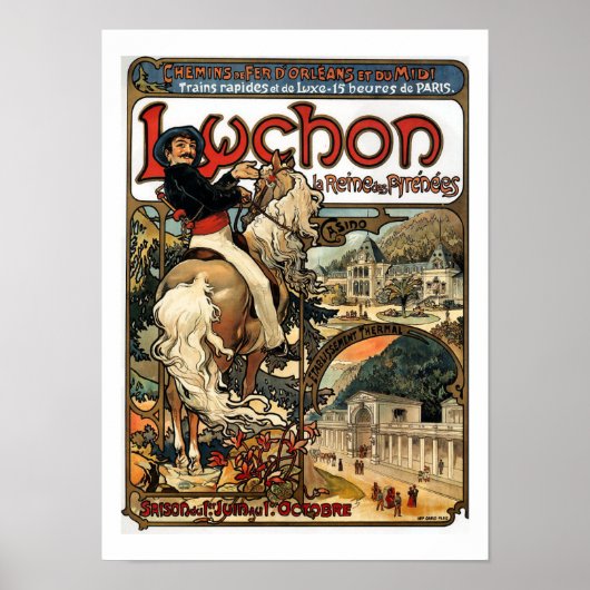  Art Nouveau Franse Luchon 1895 Mucha Poster (Voorkant)