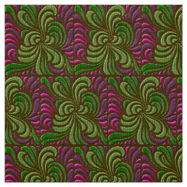 Art Nouveau Free-Form Swirls - Groen en Magenta Stof