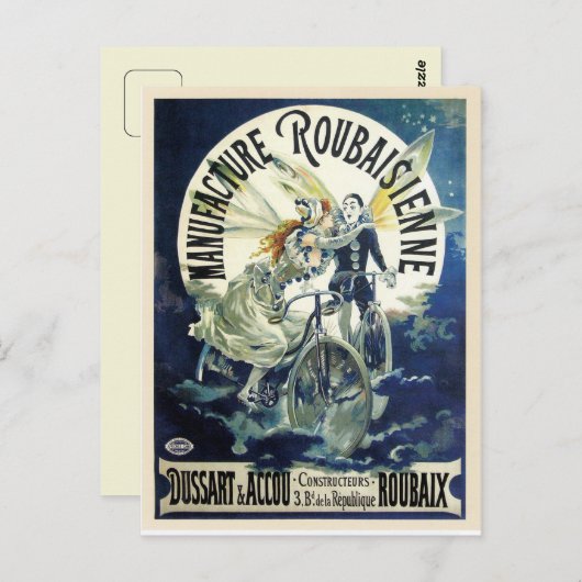 art nouveau French bicycle ad Briefkaart (Voorkant / Achterkant)