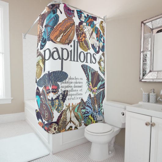 Art Nouveau French Butterflies Shower Curtain Douchegordijn (In situ)