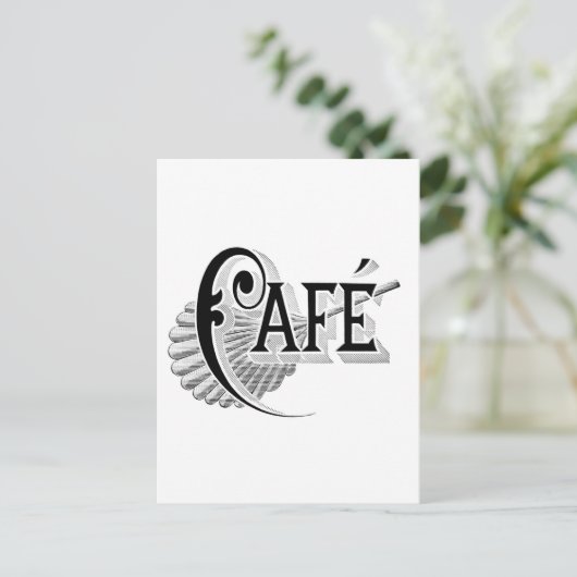 Art Nouveau French Cafe Coffee shop logo Briefkaart (Staand voorkant)