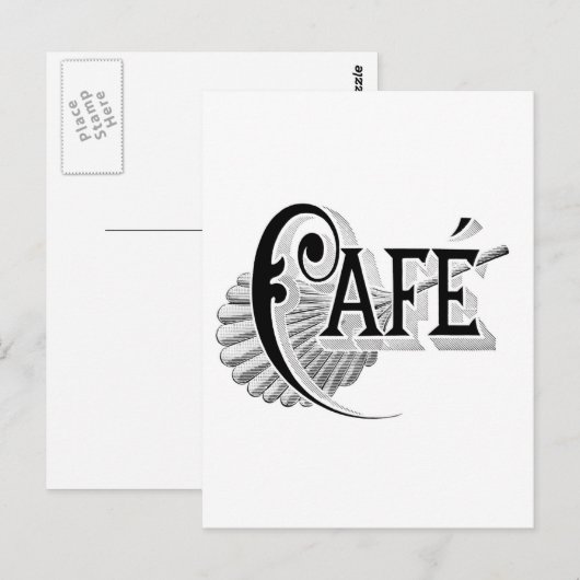 Art Nouveau French Cafe Coffee shop logo Briefkaart (Voorkant / Achterkant)