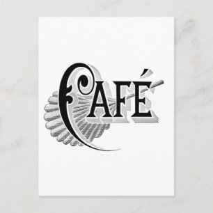 Art Nouveau French Cafe Coffee shop logo Briefkaart