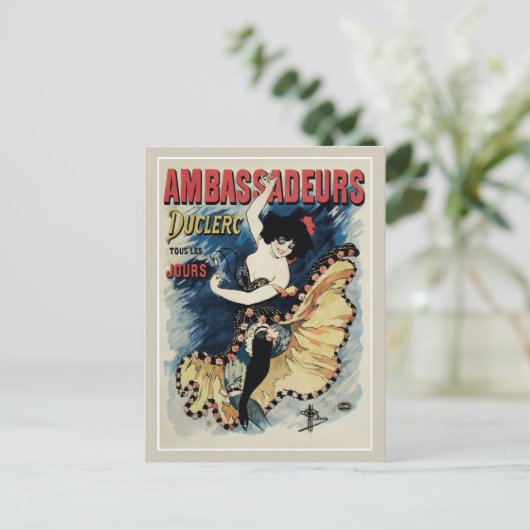  art nouveau French cancan dans ad dans Briefkaart (Staand voorkant)