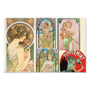 Art Nouveau French Women Art Mosaic Foto Afdruk