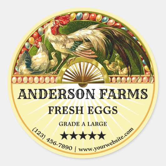 Art Nouveau Fresh Eggs Label Sjabloon (Voorkant)