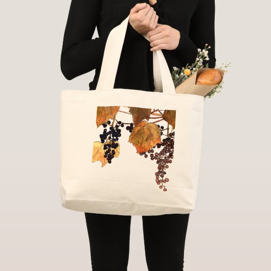 Art Nouveau Frost Druiven Grote Tote Bag (Voorkant (product))
