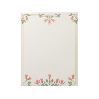 Art Nouveau Fuchsia Bloemenrand Notitieblok