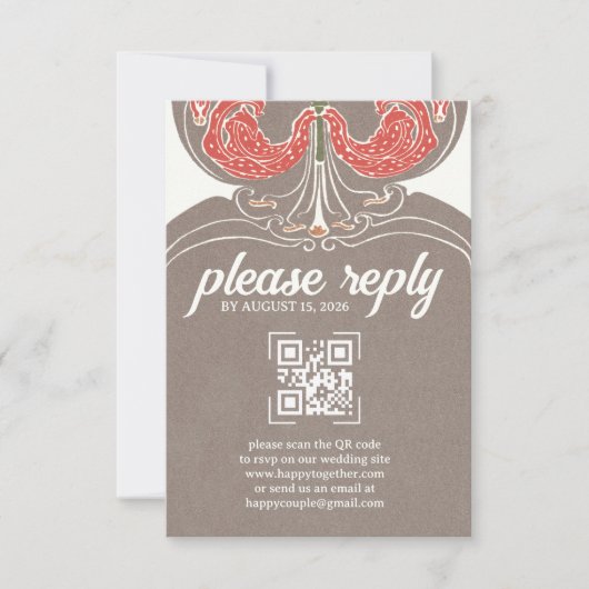 Art Nouveau Fuchsia Elegance RSVP (Voorkant)