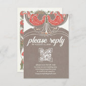 Art Nouveau Fuchsia Elegance RSVP (Voorkant / Achterkant)