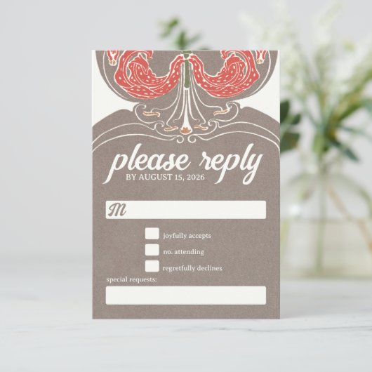 Art Nouveau Fuchsia Elegance RSVP (Staand voorkant)