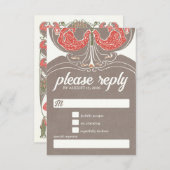 Art Nouveau Fuchsia Elegance RSVP (Voorkant / Achterkant)