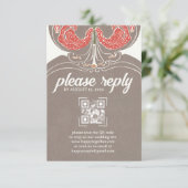 Art Nouveau Fuchsia Elegance RSVP Kaartje (Staand voorkant)