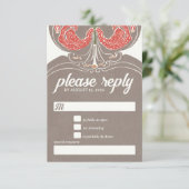 Art Nouveau Fuchsia Elegance RSVP Kaartje (Staand voorkant)