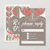 Art Nouveau Fuchsia Elegance RSVP Kaartje (Voorkant / Achterkant)