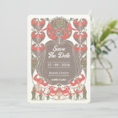 Art Nouveau Fuchsia Elegantie Save the Date Kaart (Staand voorkant)