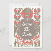 Art Nouveau Fuchsia Elegantie Save the Date Kaart (Achterkant)