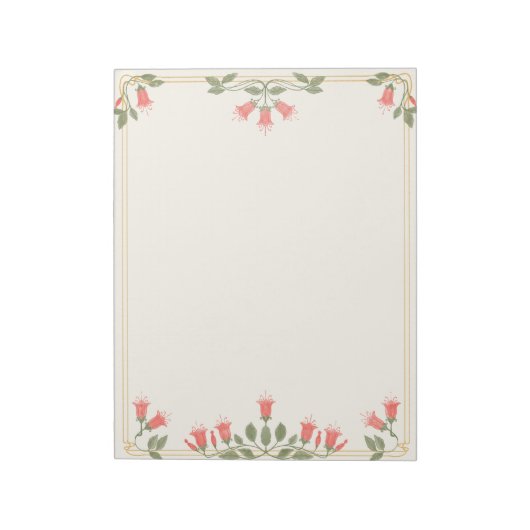 Art Nouveau Fuchsia Floral Border Notepad Notitieblok (Linkerzijde)