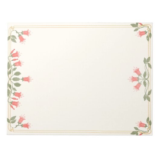 Art Nouveau Fuchsia Floral Border Notepad Notitieblok (Voorkant)