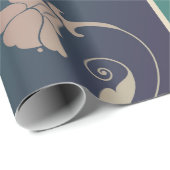 Art nouveau fuschia bloem roze blauw groen elegant cadeaupapier (Rol Hoek)