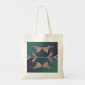 Art nouveau fuschia bloem roze blauw groen elegant tote bag (Voorkant)