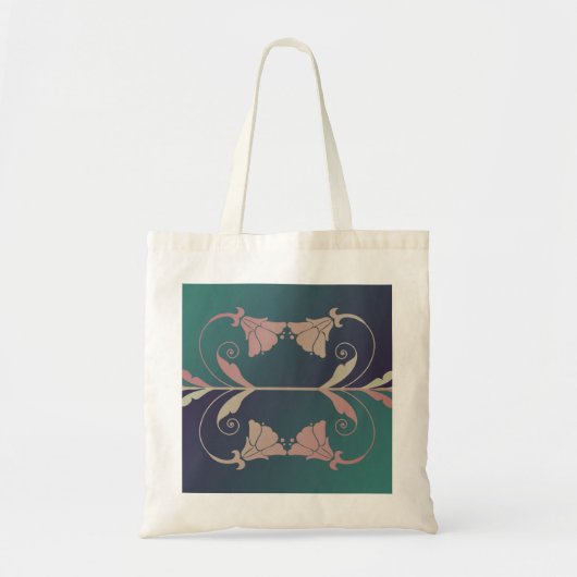 Art nouveau fuschia bloem roze blauw groen elegant tote bag (Voorkant)