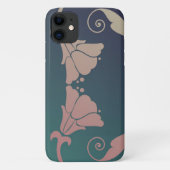 Art nouveau fuschia flower blauw groen roze Case-Mate iPhone case (Achterkant)