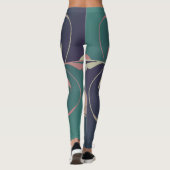 Art nouveau fuschia flower blauw groen roze leggings (Achterkant)